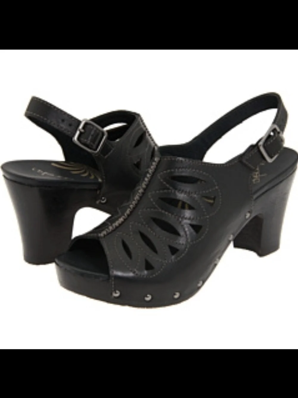 Dansko ROWENA Black Women's Cutout Slingback Heeled Sandals